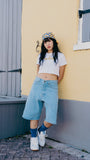 WOMEN'S LOYALTY CLUB CLASSIC CROP TEE (YELLOW/BLUE)