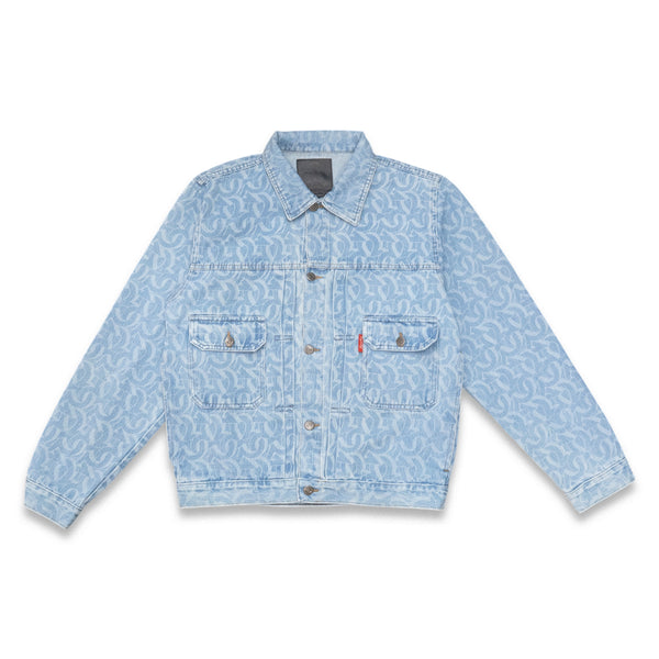 CLUB LOGO MONOGRAM DENIM JACKET (LIGHT WASH)