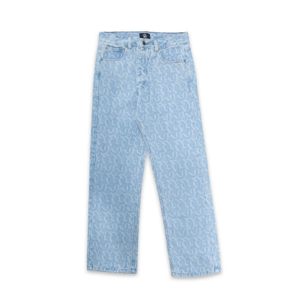 CLUB LOGO MONOGRAM DENIM JEANS (LIGHT WASH BLUE)