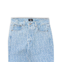 CLUB LOGO MONOGRAM DENIM JEANS (LIGHT WASH BLUE)
