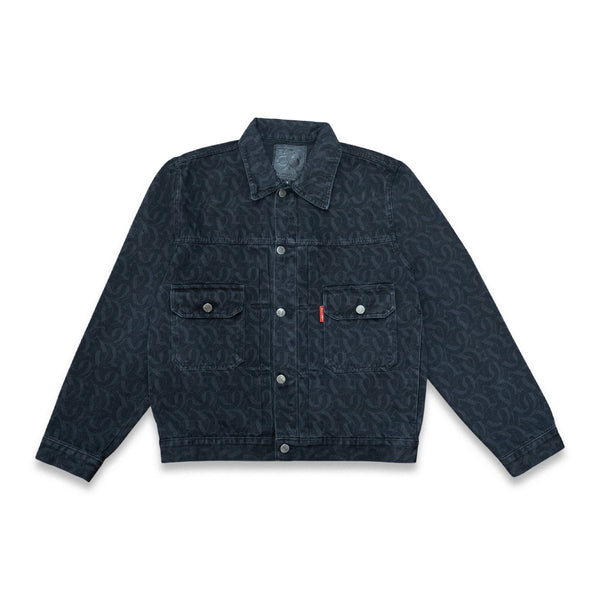 CLUB LOGO MONOGRAM DENIM JACKET (BLACK)