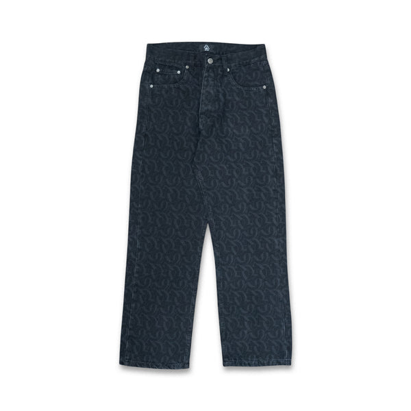 CLUB LOGO MONOGRAM DENIM JEANS (BLACK)