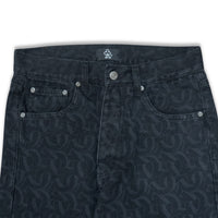 CLUB LOGO MONOGRAM DENIM JEANS (BLACK)