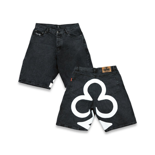 CLUB LOGO DENIM SHORTS (BLACK)
