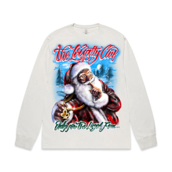 "BLACK SANTA" LONG SLEEVE (WHITE)