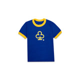 CLUB LOGO WOMEN'S RINGER TEE (BLUE/YELLOW)