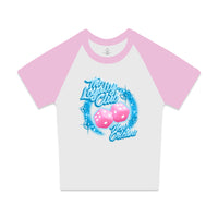 LOYALTY DICE CROP BABY TEE (WHT/PINK)