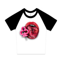 LOYALTY LOLLIPOP CROP BABY TEE (WHT/BLACK)