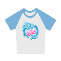 LOYALTY DICE CROP BABY TEE (WHT/BLUE)