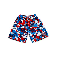 CAMO LOGO MESH SHORTS (RED,WHITE,BLUE)