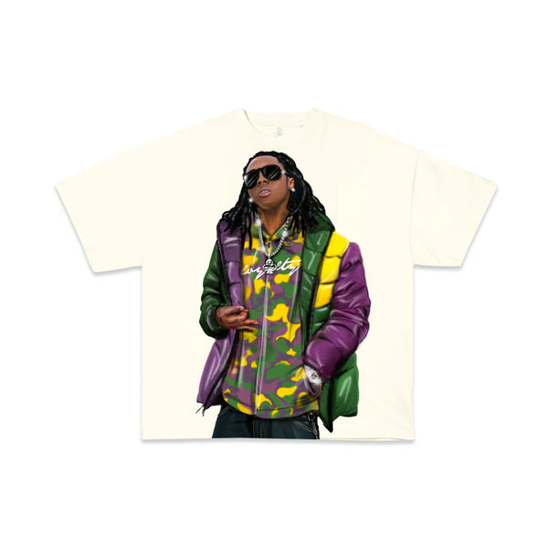 "LIL TUNECHI" MARDI GRAS TEE (CREAM)