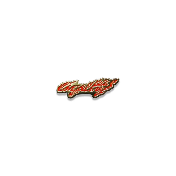 LOYALTY SCRIPT FLAME LOGO PIN